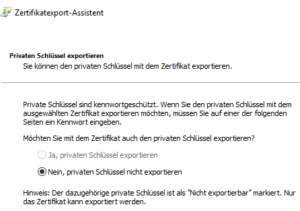 Windows 10 certmgr.msc - private key export locked